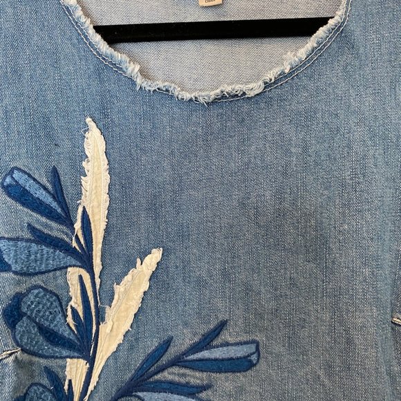 Denim Dress with Floral Design - Picture 3 of 4